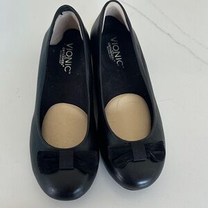 Vionic Black Bow Detail Women's Ballet Flats